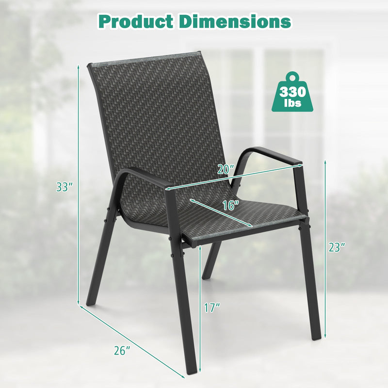 4 Piece Patio Rattan Dining Chairs with Wicker Woven Seat and Back for Backyard Front Porch-Brown by DirectDeals