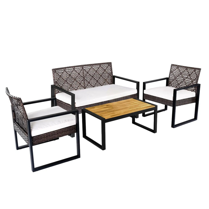 4-Piece Patio Conversation Set with Acacia Coffee Table by DirectDeals