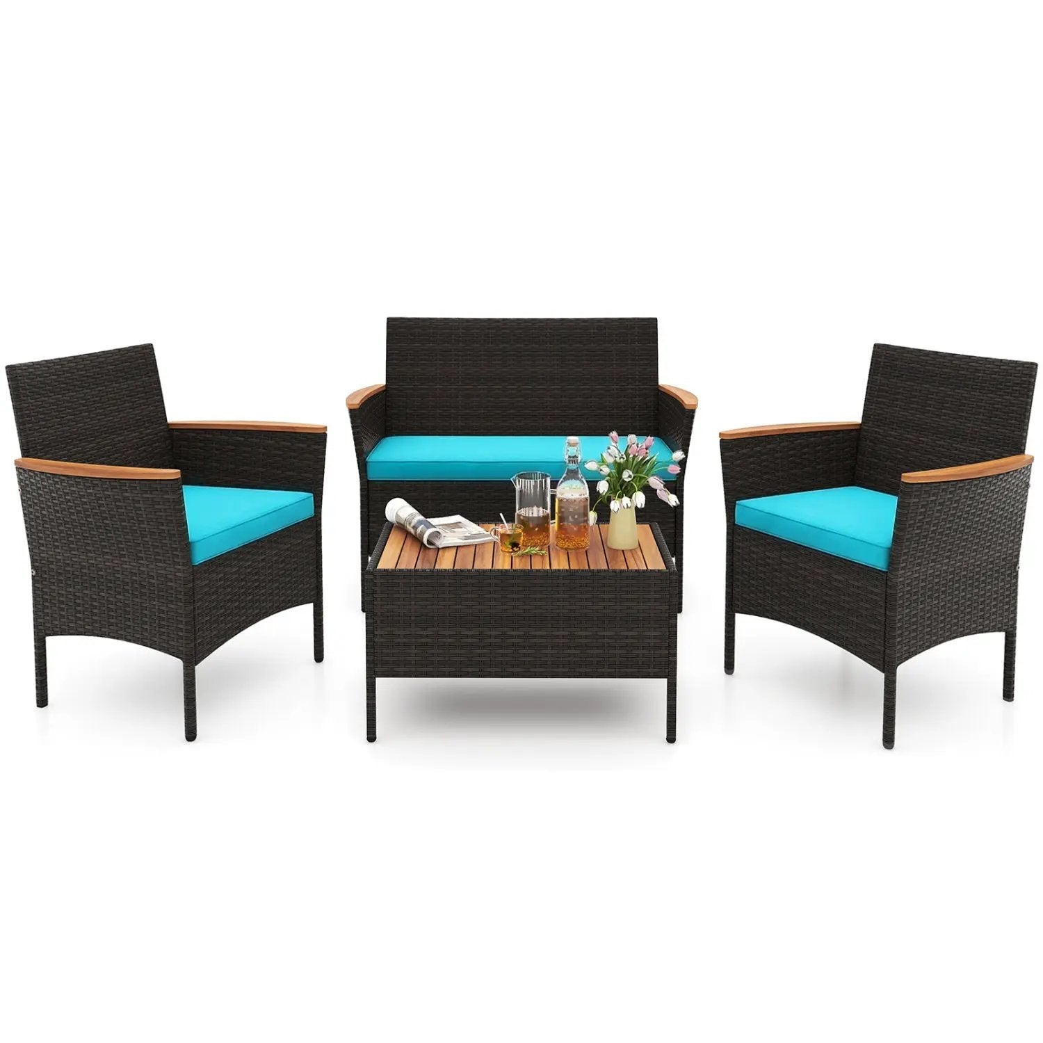 4-Piece Patio Conversation Set with Loveseat and Coffee Table by DirectDeals