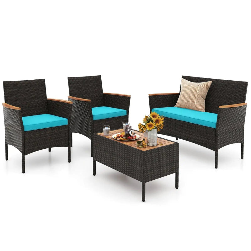 4-Piece Patio Conversation Set with Loveseat and Coffee Table by DirectDeals