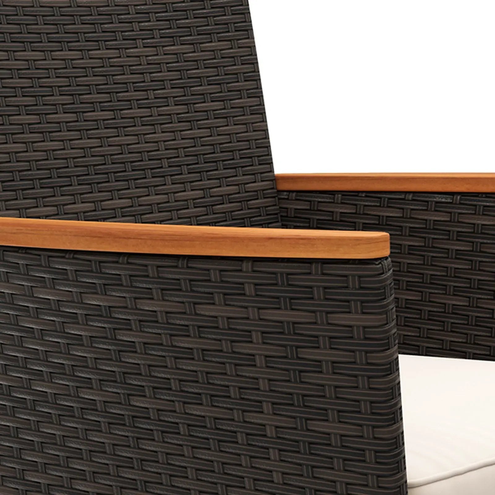 4 Piece Patio Wicker Sofa Set 2 Rattan Chairs and Loveseat with Table-Brown by DirectDeals