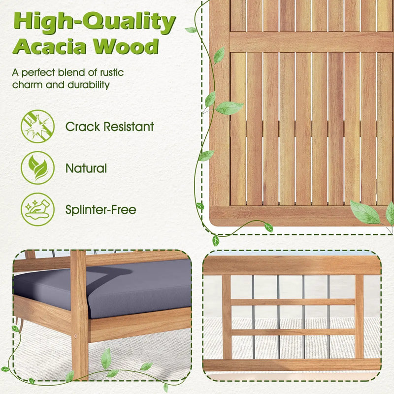 4 Piece Wood Patio Furniture with Armchairs Loveseat and Coffee Table by DirectDeals