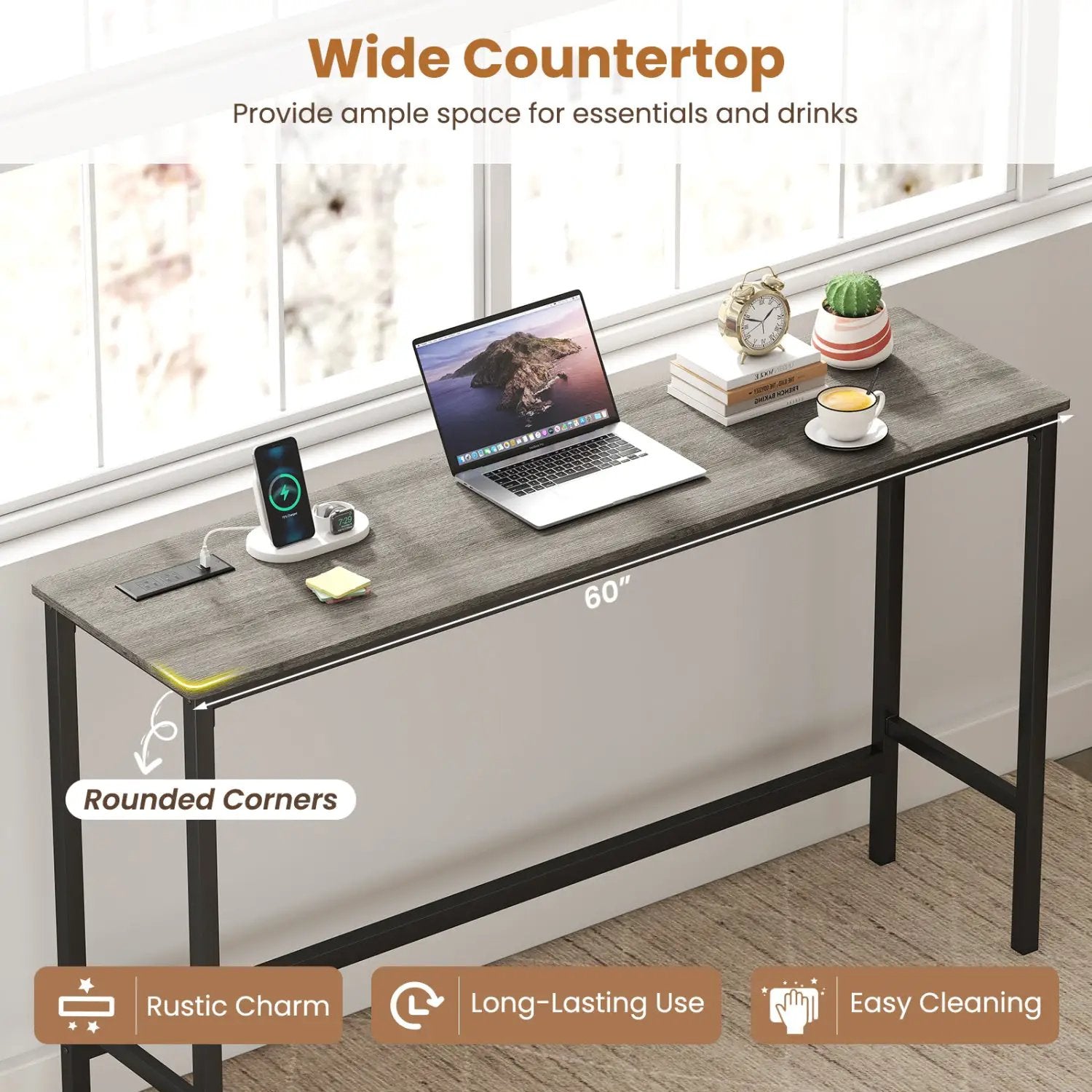 4 Pieces Counter Height Bar Table with Power Outlet with 3 Padded Stools by DirectDeals