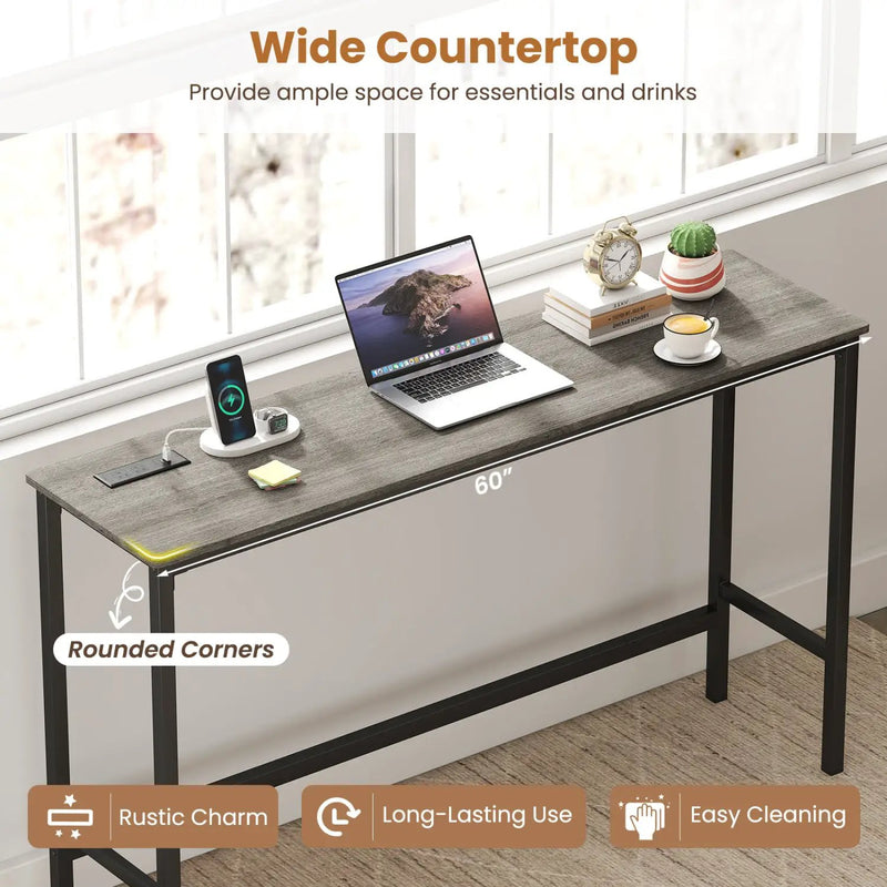 4 Pieces Counter Height Bar Table with Power Outlet with 3 Padded Stools by DirectDeals