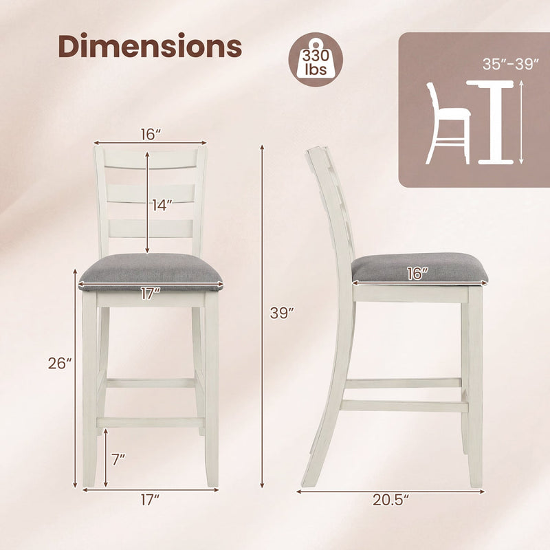 4 Pieces Counter Height Chairs with Fabric Seat and Rubber Wood Legs by DirectDeals