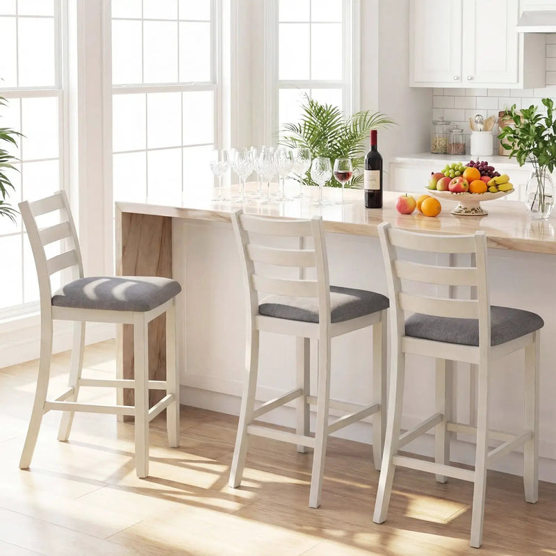 4 Pieces Counter Height Chairs with Fabric Seat and Rubber Wood Legs by DirectDeals