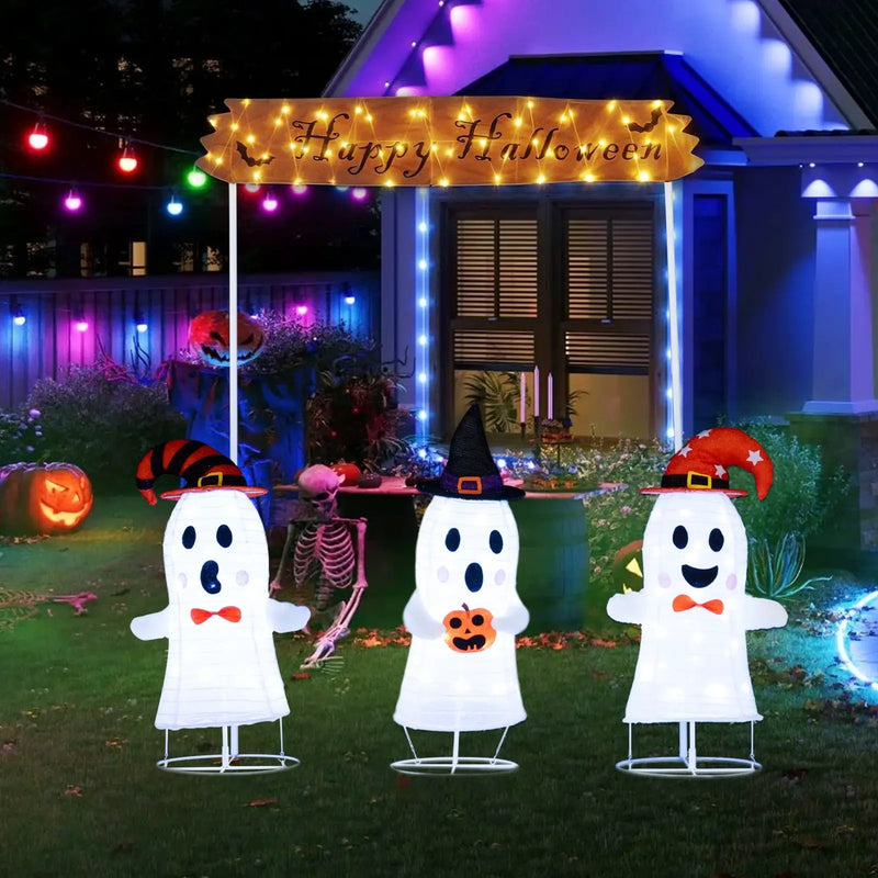 4 Pieces Halloween Decoration Pop up Ghosts with Gate and LED Lights by DirectDeals