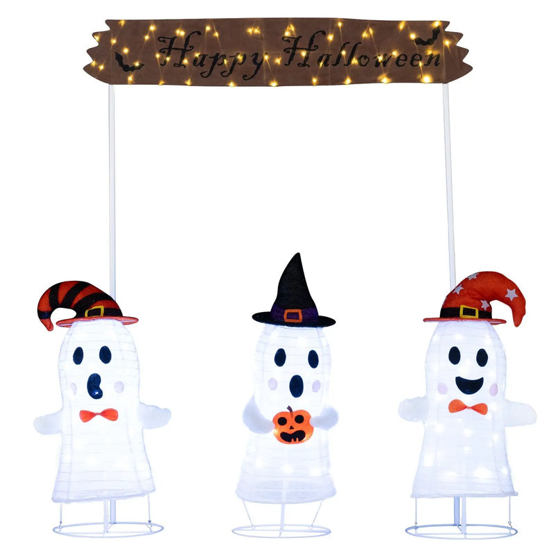 4 Pieces Halloween Decoration Pop up Ghosts with Gate and LED Lights by DirectDeals