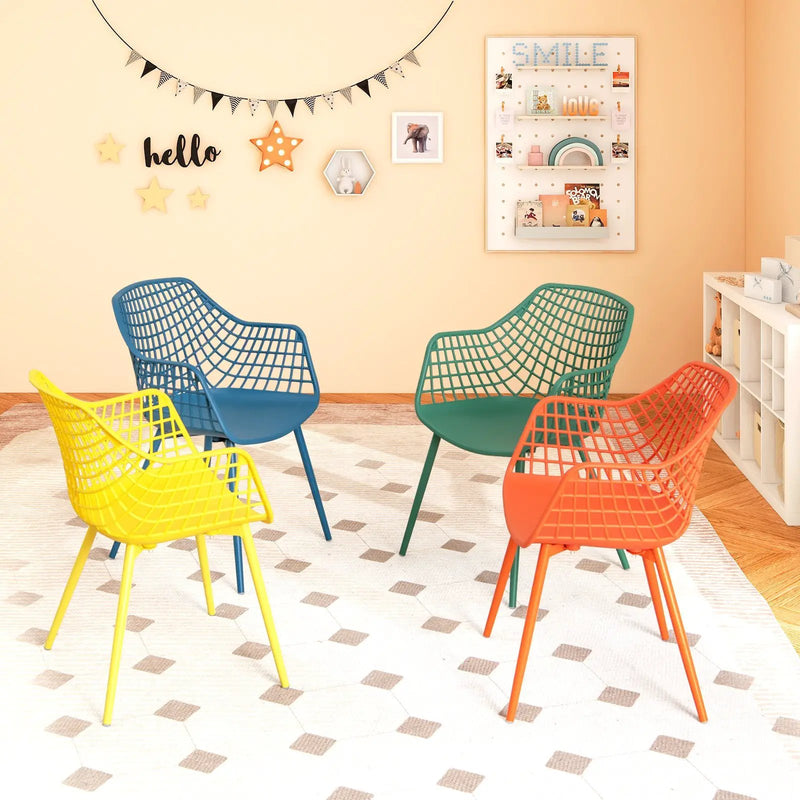 4 Pieces Kids Chairs with Curved Backrest and Ergonomic Armrests by DirectDeals
