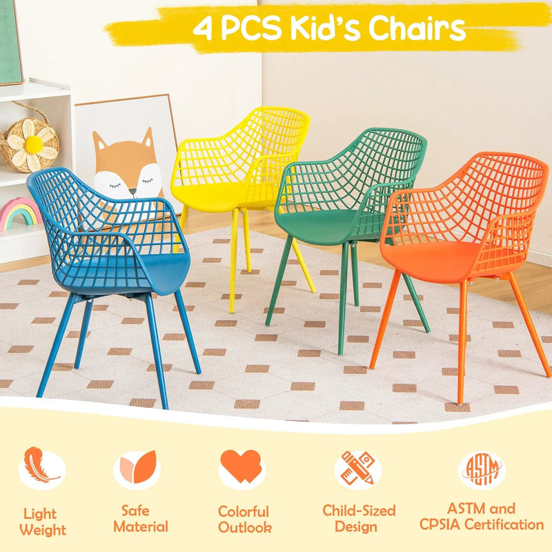 4 Pieces Kids Chairs with Curved Backrest and Ergonomic Armrests by DirectDeals