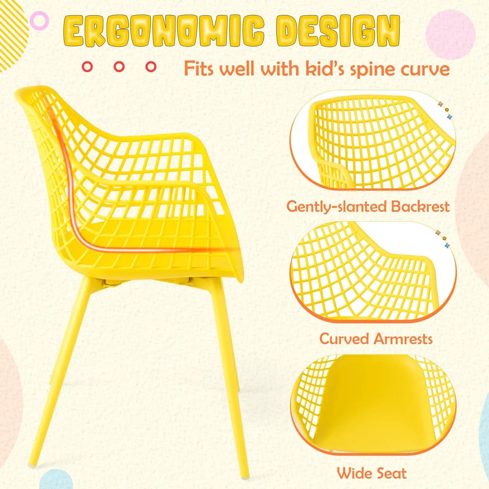 4 Pieces Kids Chairs with Curved Backrest and Ergonomic Armrests by DirectDeals
