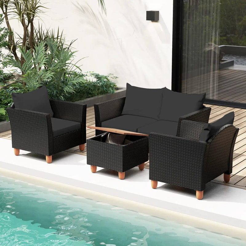 4-Piece Patio Conversation Set with Storage Coffee Table by DirectDeals