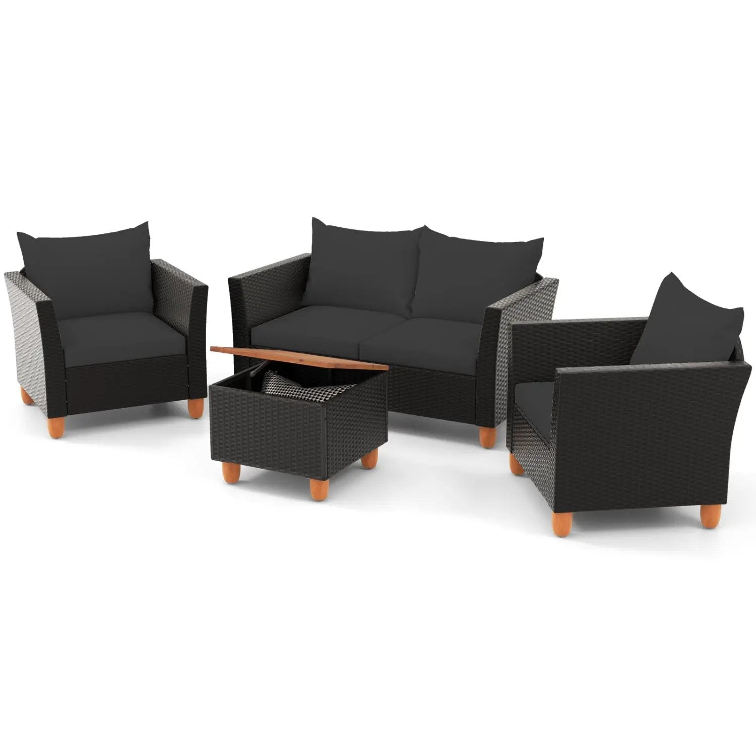 4-Piece Patio Conversation Set with Storage Coffee Table by DirectDeals