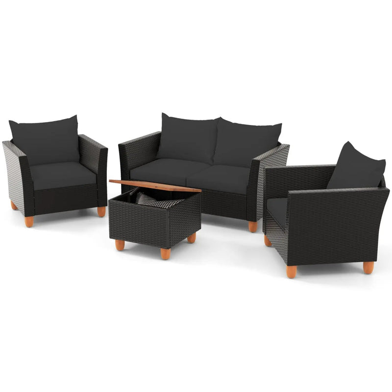 4-Piece Patio Conversation Set with Storage Coffee Table by DirectDeals