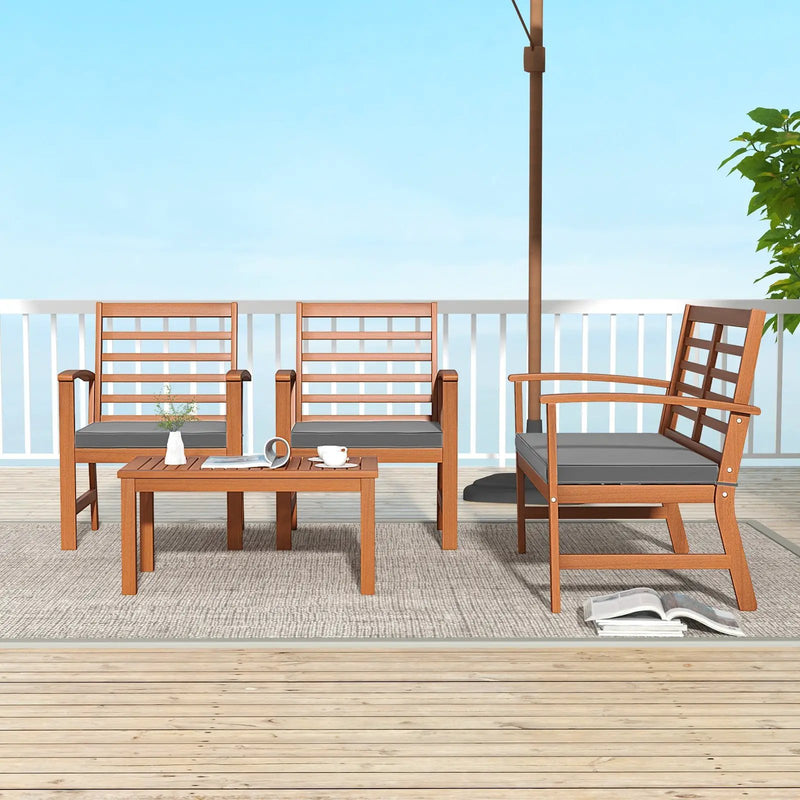 4 Pieces Outdoor Furniture Set with Stable Acacia Wood Frame by DirectDeals