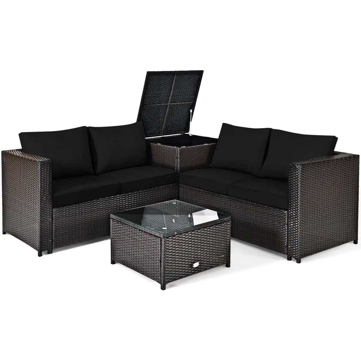 4 Pieces Outdoor Patio Rattan Furniture Set with by DirectDeals