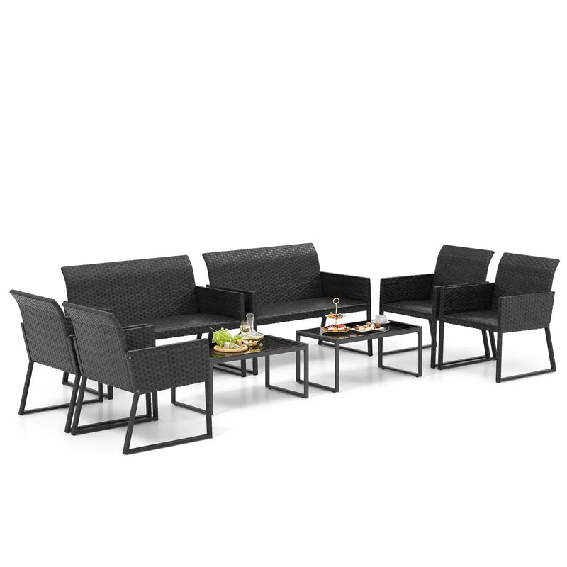 4 Pieces Outdoor Wicker Patio Furniture Set with Quick Dry Foam All Weather for Backyard by DirectDeals