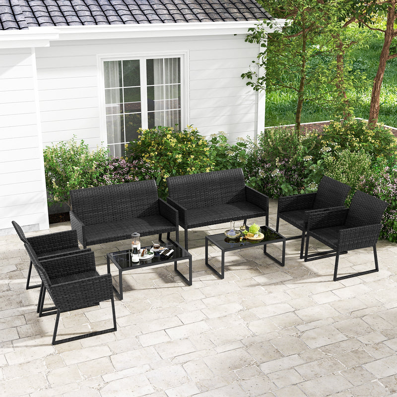 4 Pieces Outdoor Wicker Patio Furniture Set with Quick Dry Foam All Weather for Backyard by DirectDeals
