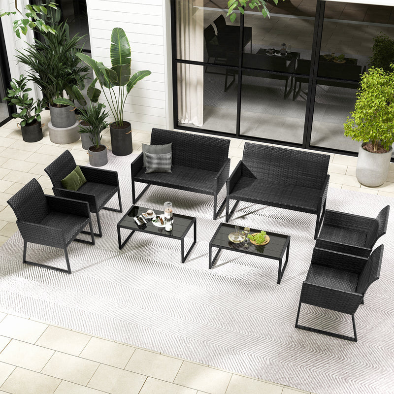 4 Pieces Outdoor Wicker Patio Furniture Set with Quick Dry Foam All Weather for Backyard by DirectDeals