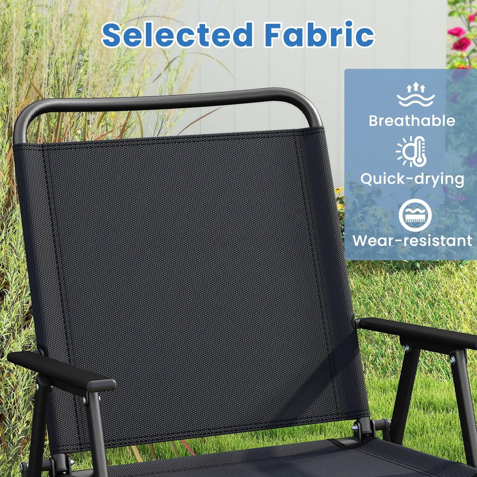 4 Pieces Patio Folding Furniture Set with SPC Coffee Table and Patio Chairs-Black by DirectDeals