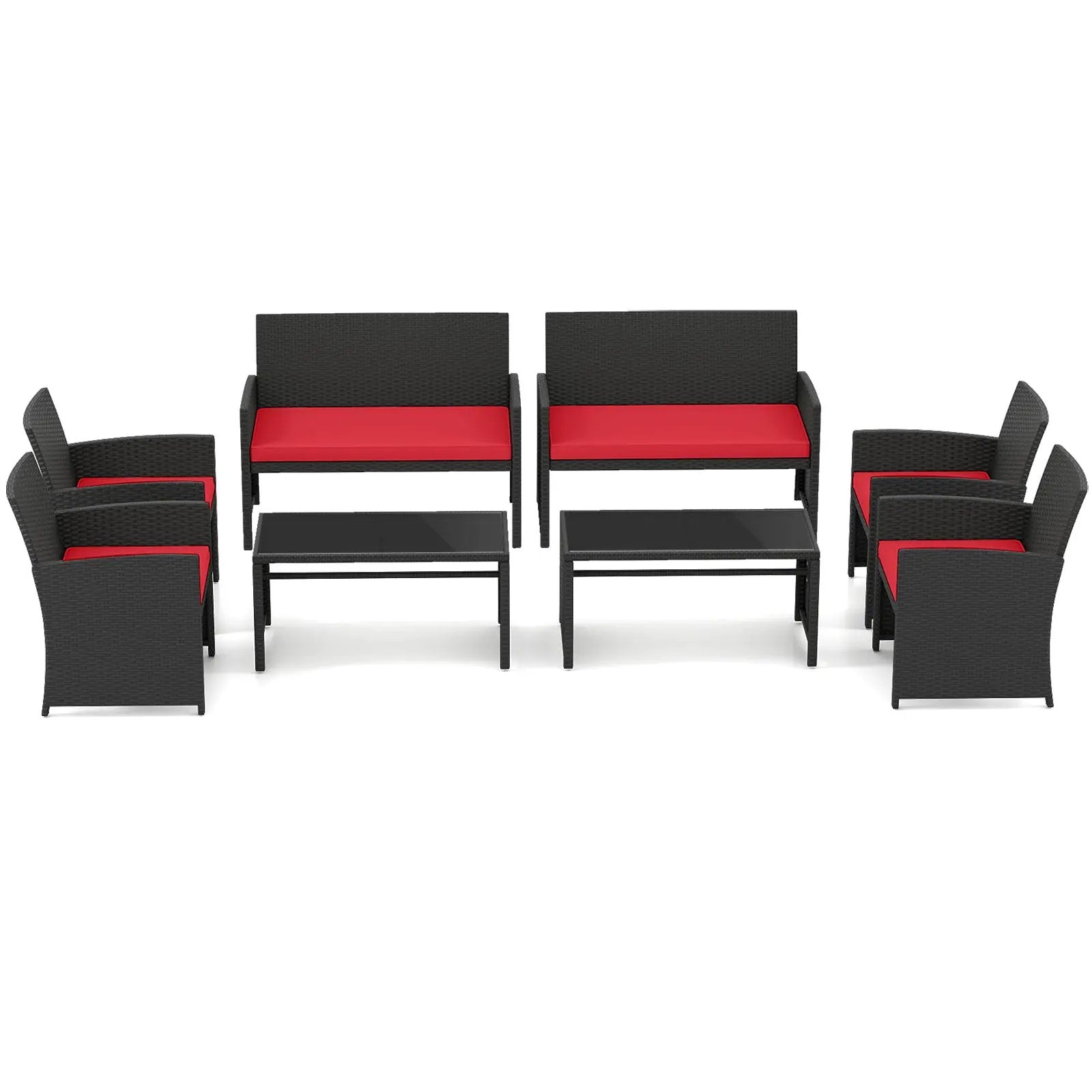 4 Pieces Patio Furniture Set with Tempered Glass Tabletop and Removable Cushion by DirectDeals