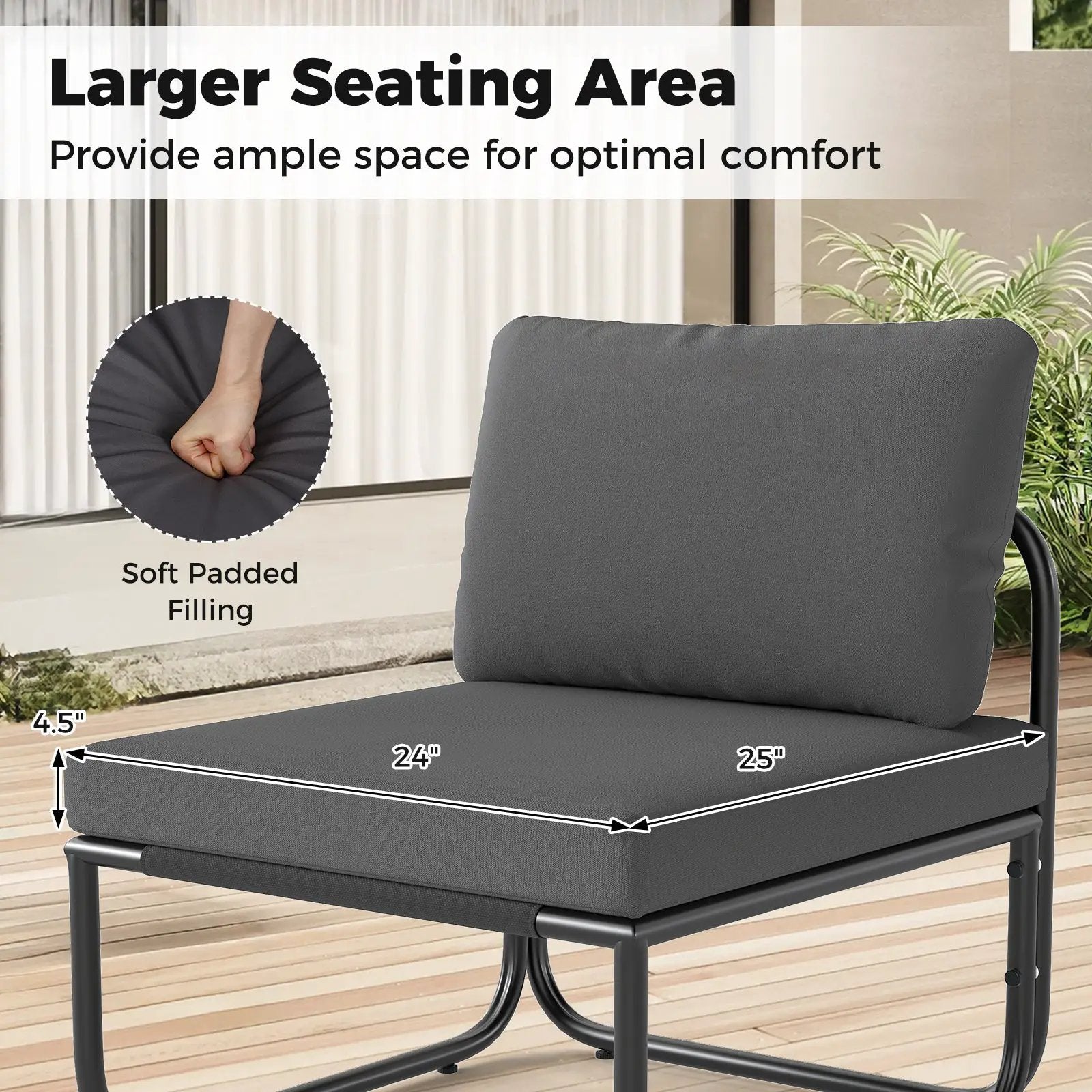4 Pieces Patio Furniture Set with Cushions and Coffee Table-Gray by DirectDeals