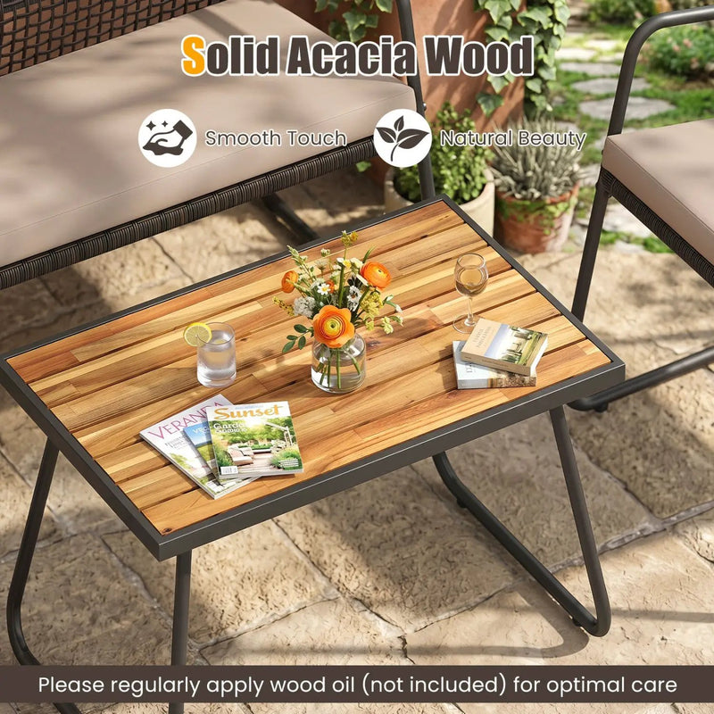 4-Piece Patio Furniture Set with Acacia Wood Coffee Table by DirectDeals