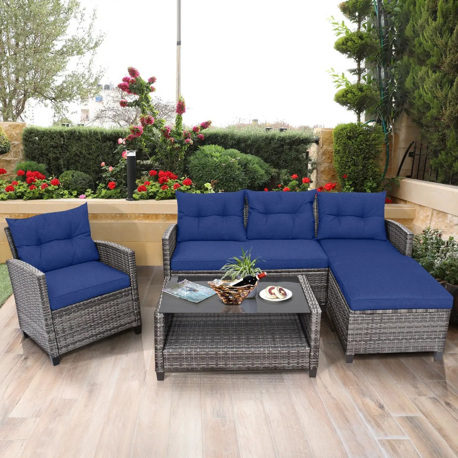 4-Piece Outdoor Sectional Sofa Set with Coffee Table by DirectDeals