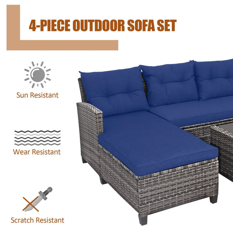 4-Piece Outdoor Sectional Sofa Set with Coffee Table by DirectDeals