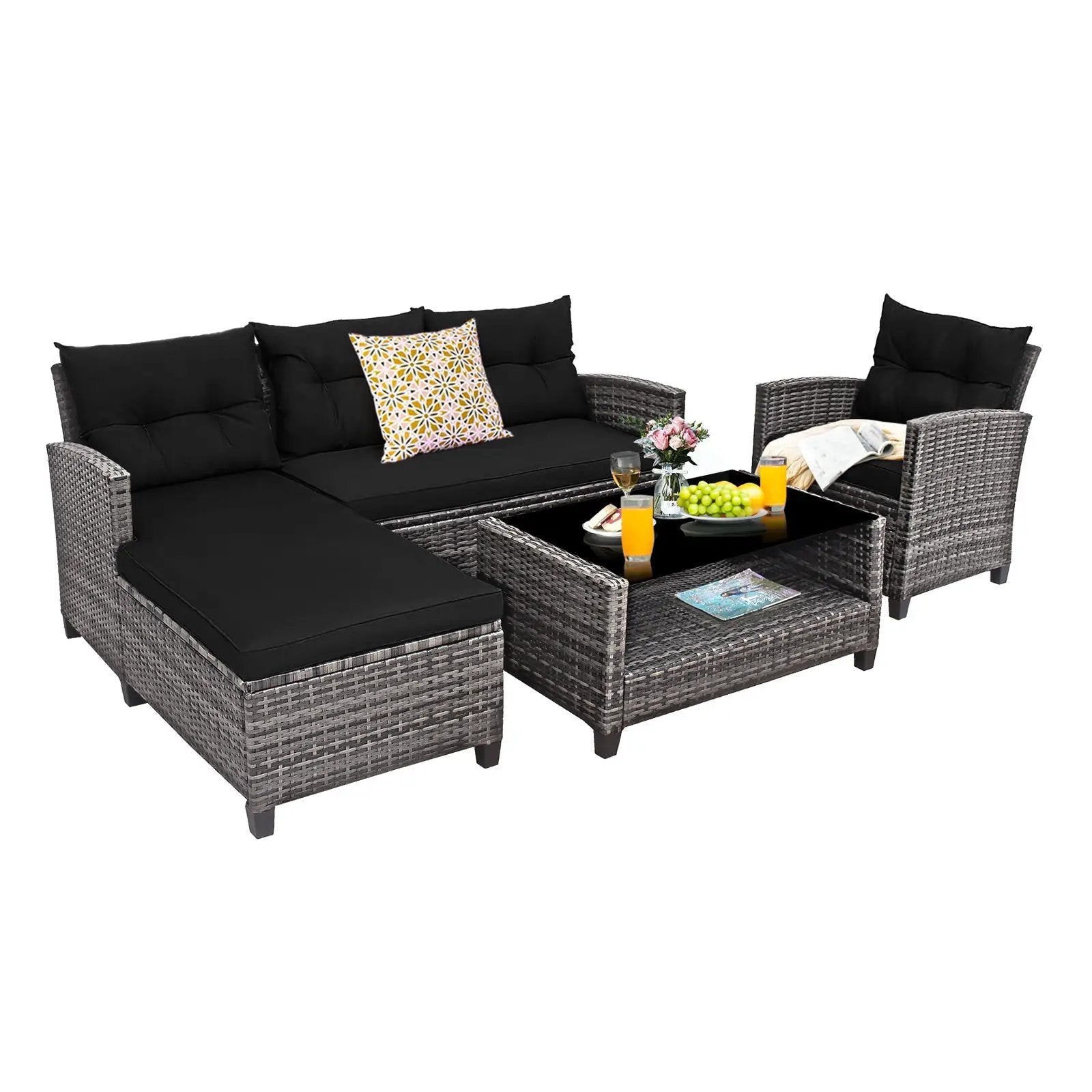 4 Pieces Patio Rattan by DirectDeals