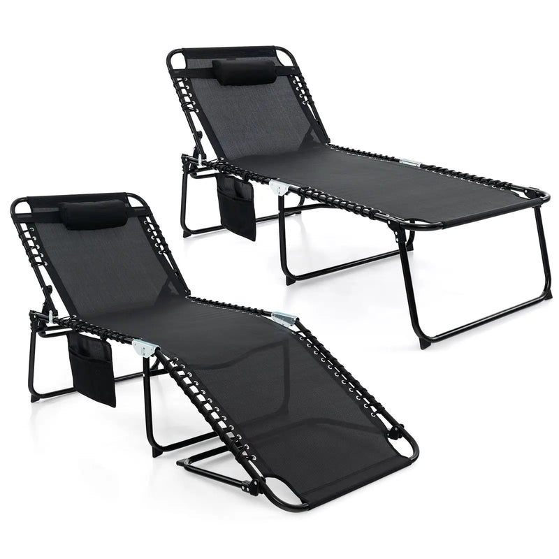 4 Position Folding Lounge Chaise with Adjustable Backrest and Footrest by DirectDeals