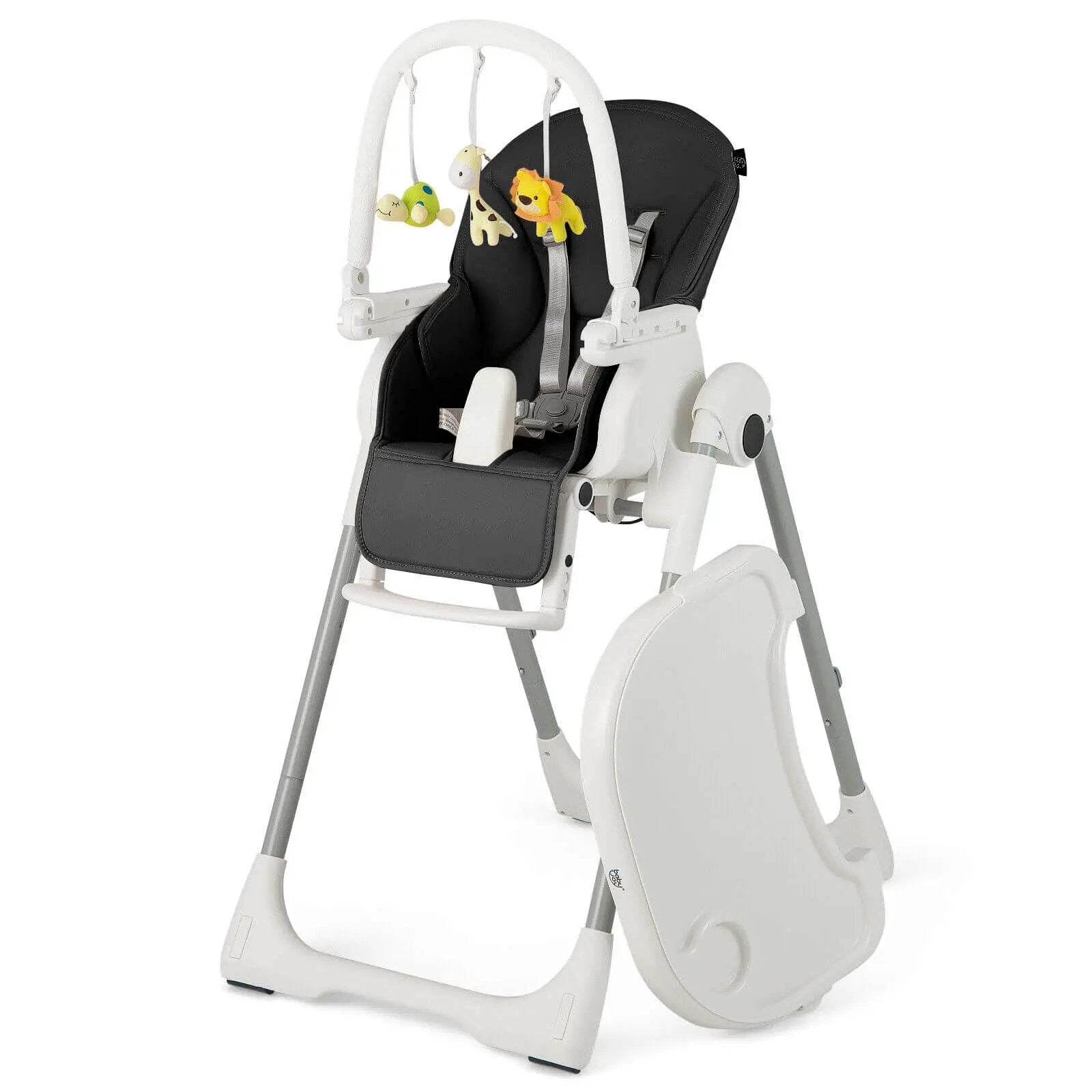 4-in-1 Foldable Baby High Chair with 7 Adjustable Heights and Free Toys Bar by DirectDeals