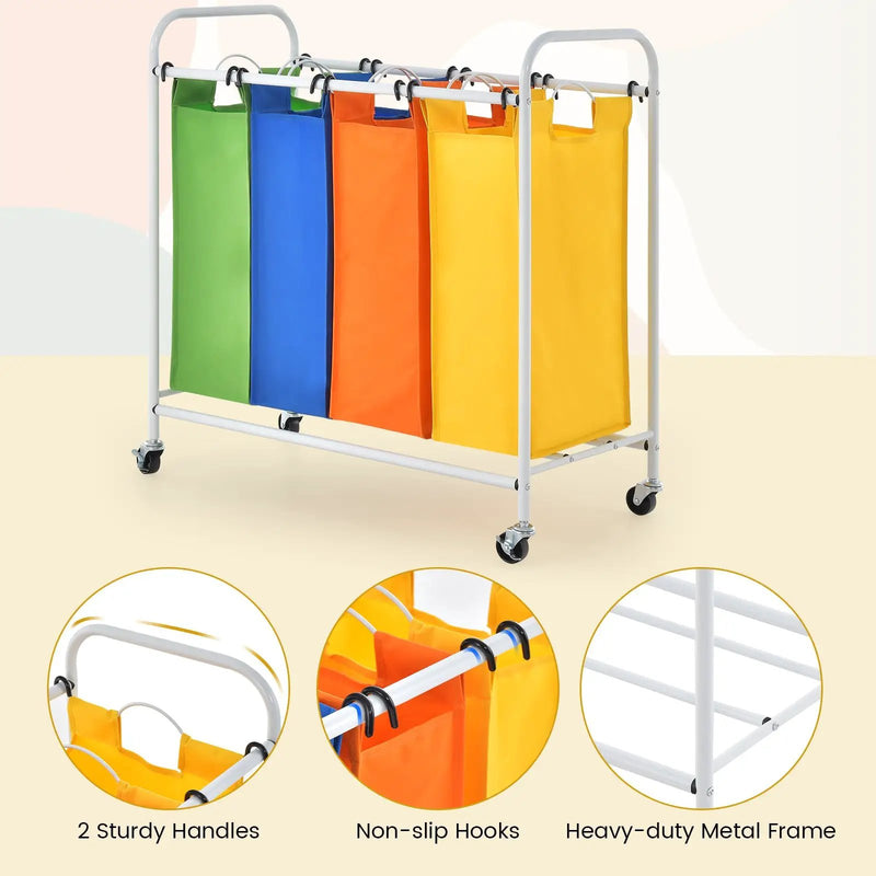 136L Large Capacity 4-Section Laundry Sorter by DirectDeals