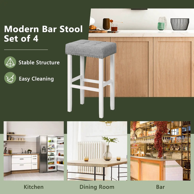 2 Pieces Counter Height Bar Stools with Sponge Padded Cushion by DirectDeals