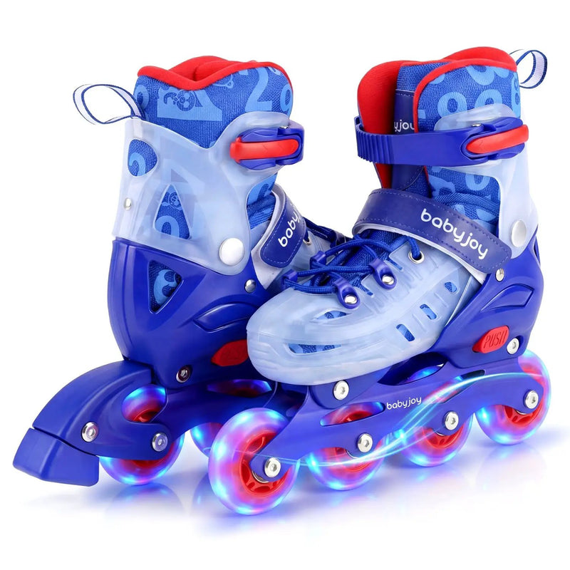 4-Size Adjustable Illuminating Kids Inline Skates with Light Up Wheels by DirectDeals