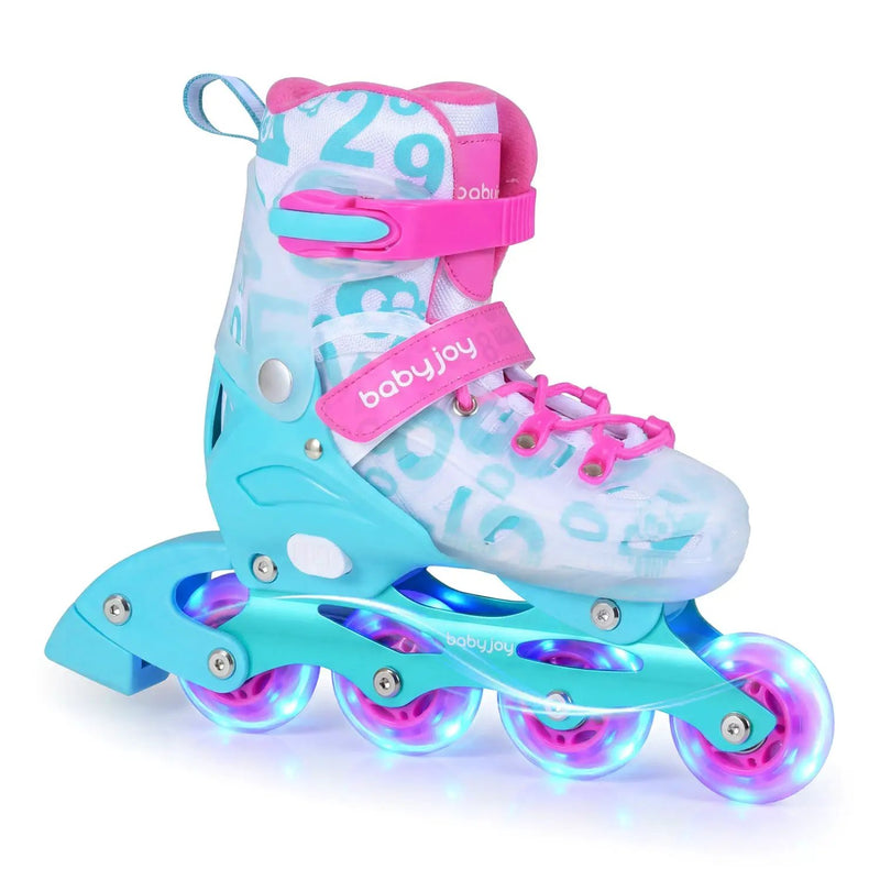 4-Size Adjustable Illuminating Kids Inline Skates with Light Up Wheels by DirectDeals