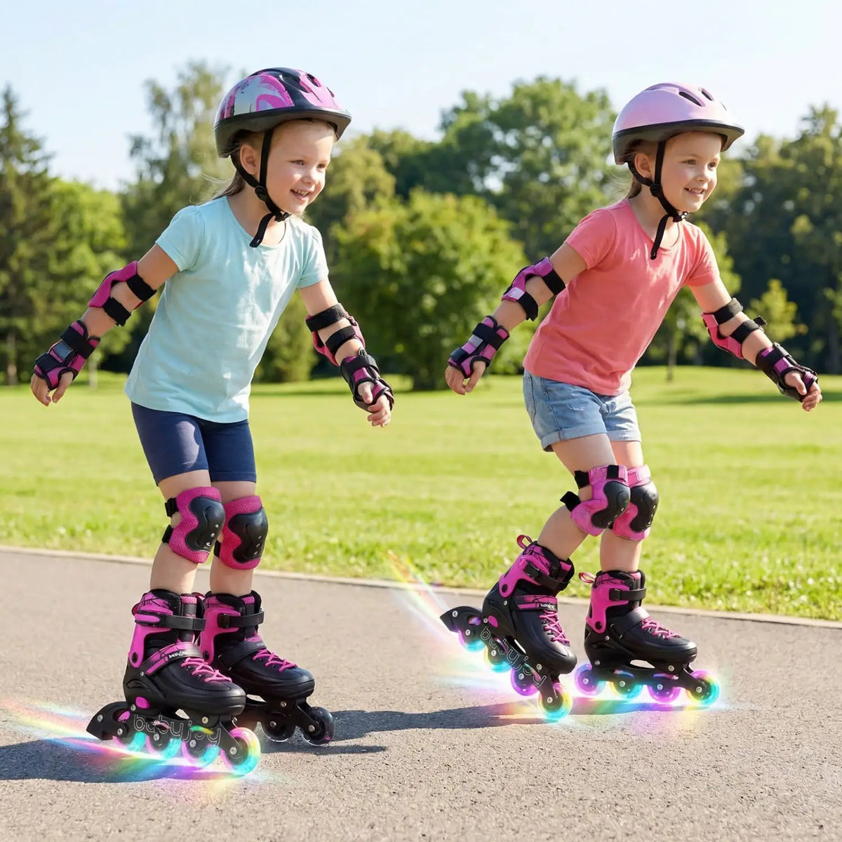 4-Size Adjustable Light-Up Inline Skates for Toddlers Ages 5-7, photo 5 of 32