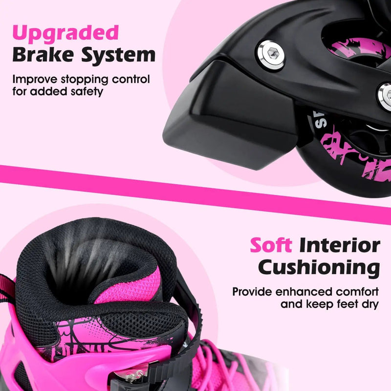 4-Size Adjustable Light-Up Inline Skates for Toddlers Ages 5-7 by DirectDeals