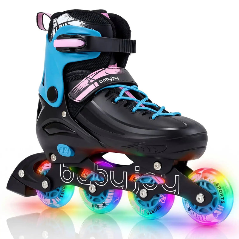 4-Size Adjustable Light-Up Kids Inline Skates for Kids Ages 7-9 by DirectDeals