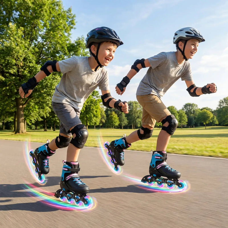 4-Size Adjustable Light-Up Kids Inline Skates for Kids Ages 7-9 by DirectDeals