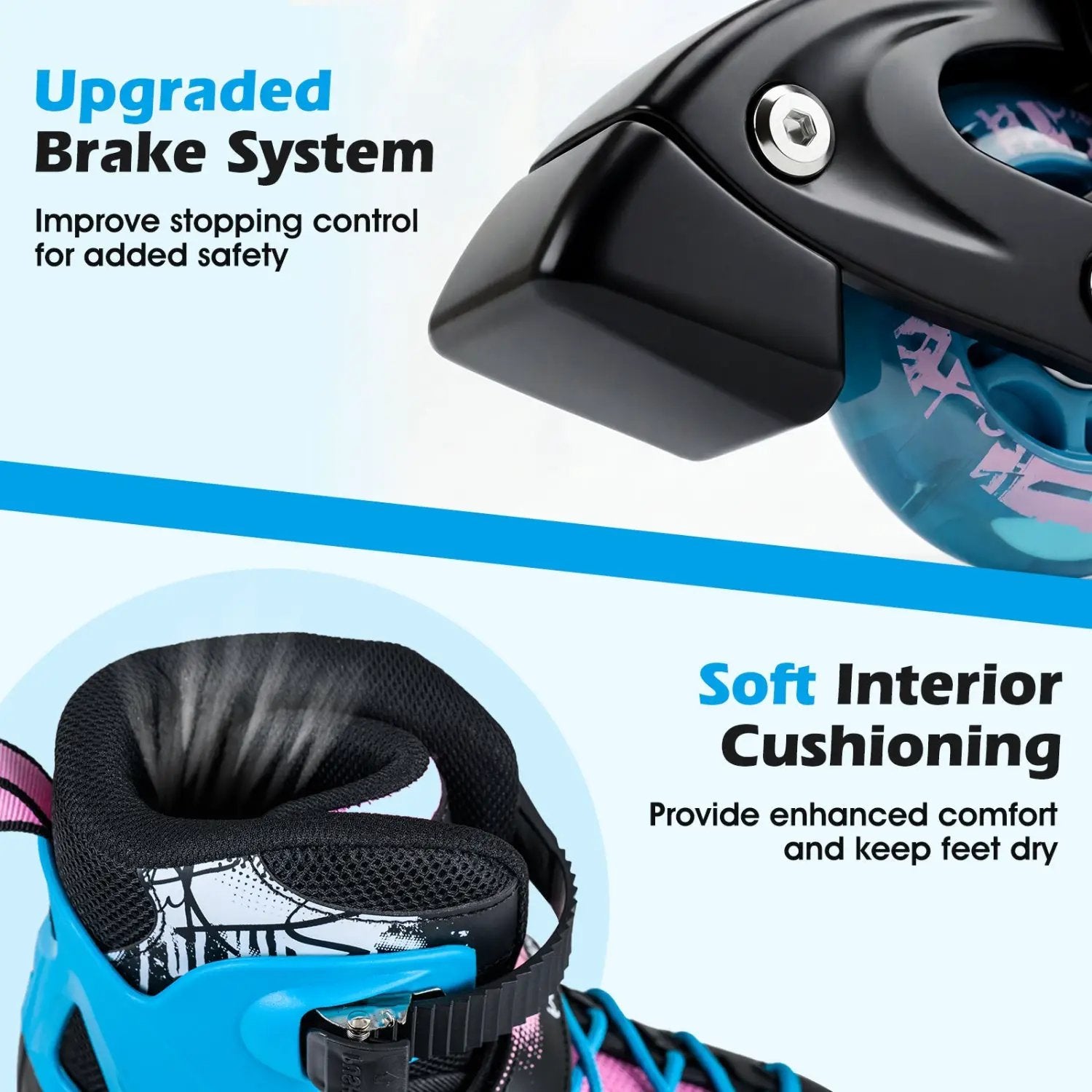 4-Size Adjustable Light-Up Kids Inline Skates for Kids Ages 7-9 by DirectDeals