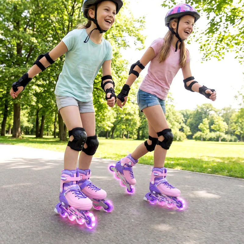 4-Size Adjustable Light-Up Kids Inline Skates for Kids Ages 7-9 by DirectDeals