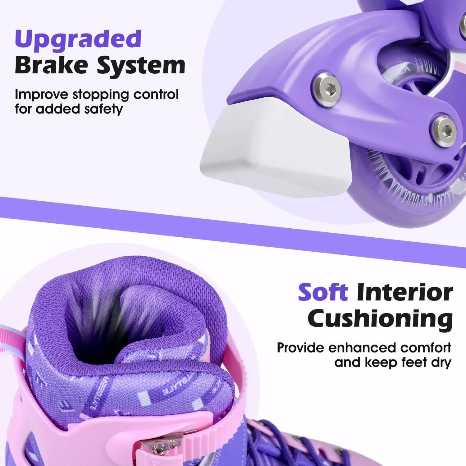 4-Size Adjustable Light-Up Kids Inline Skates for Kids Ages 7-9 by DirectDeals