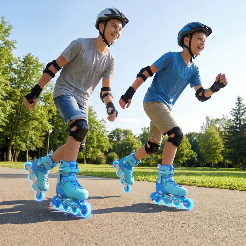 4-Size Adjustable Light-Up Kids Inline Skates for Kids Ages 9-14 by DirectDeals