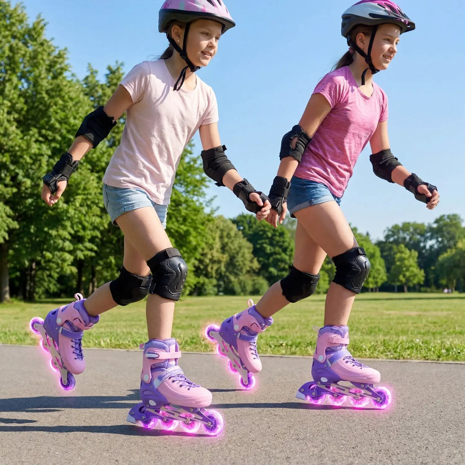 4-Size Adjustable Light-Up Kids Inline Skates for Kids Ages 9-14 by DirectDeals