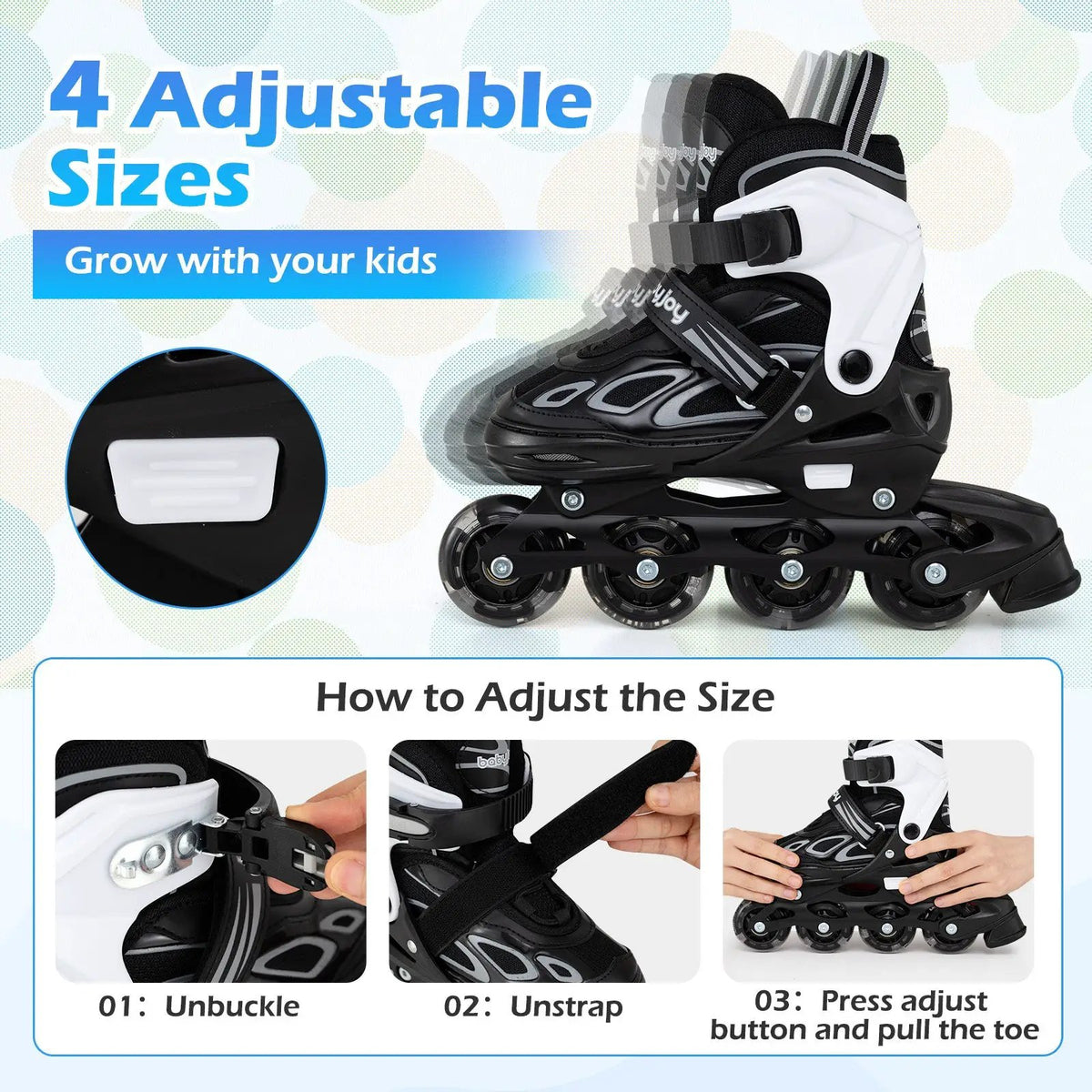 4 Sizes Adjustable Blade Roller with Light-up Wheels for Youth, photo 19 of 24