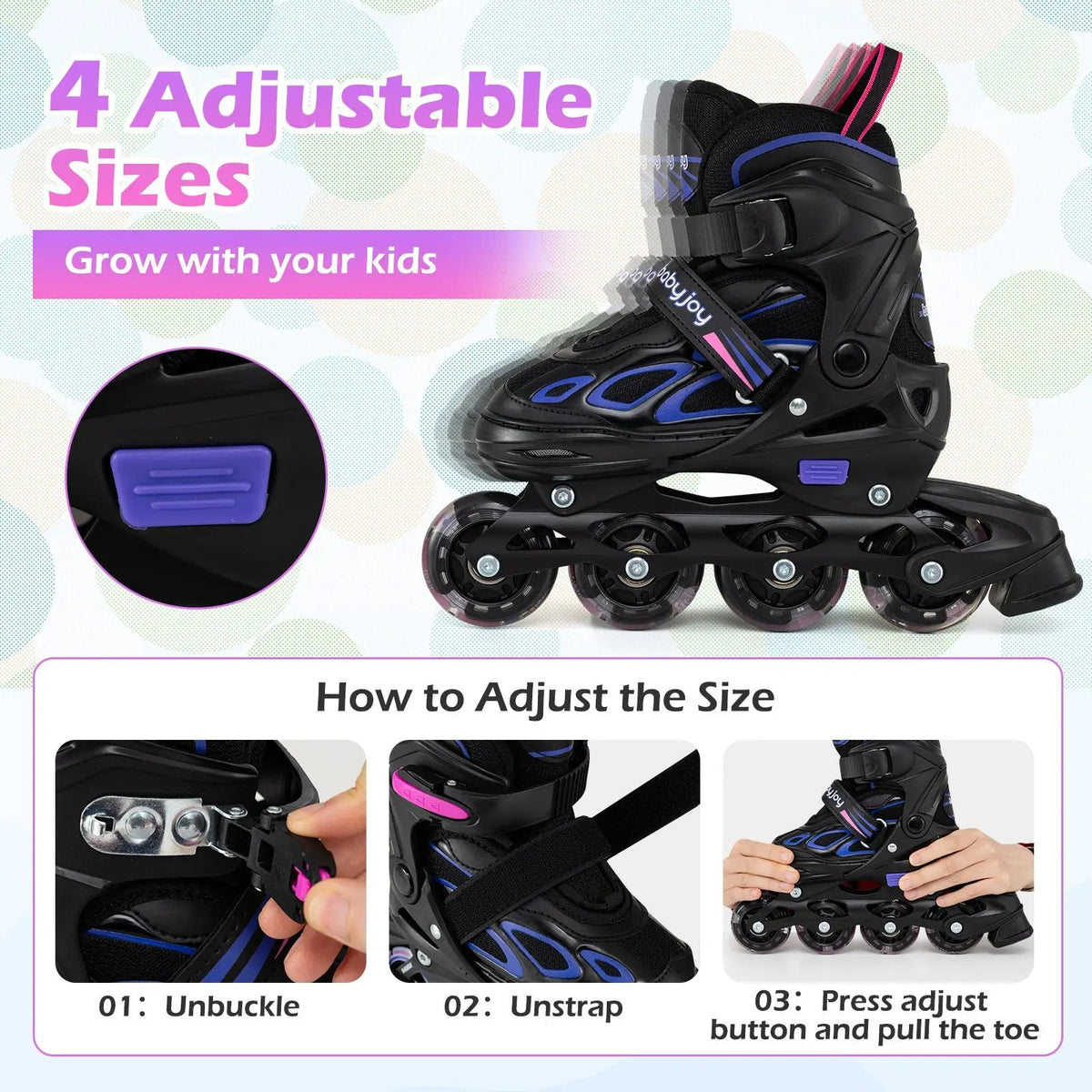 4 Sizes Adjustable Blade Roller with Light-up Wheels for Youth, photo 21 of 24
