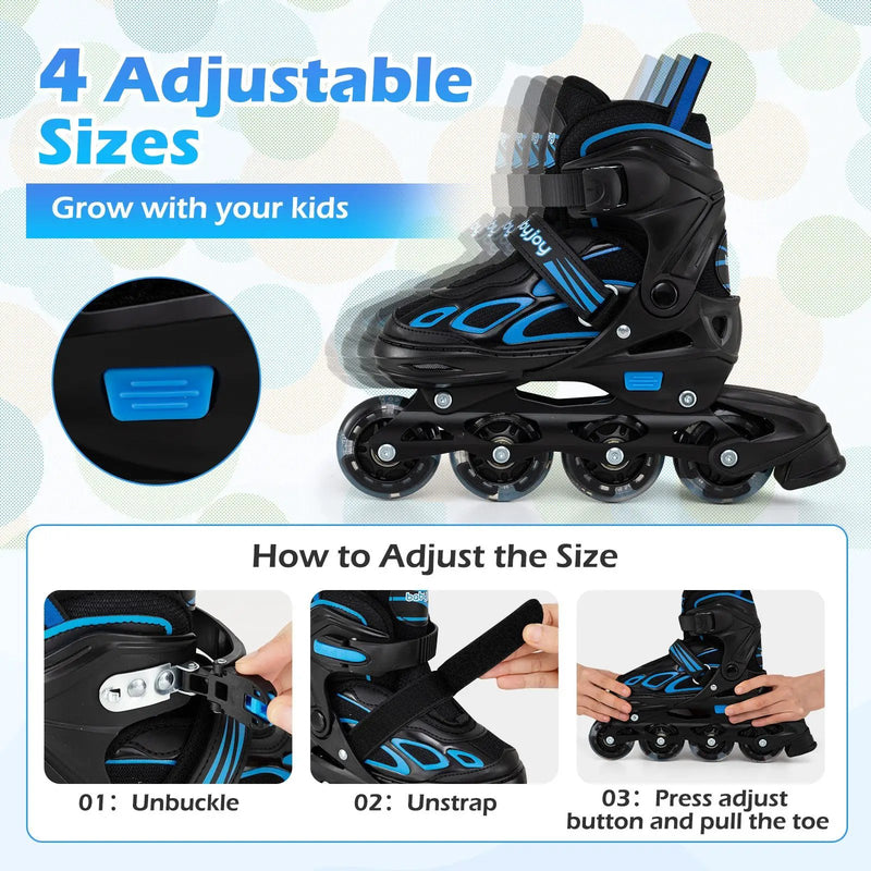 4 Sizes Adjustable Blade Roller with Light-up Wheels for Youth by DirectDeals
