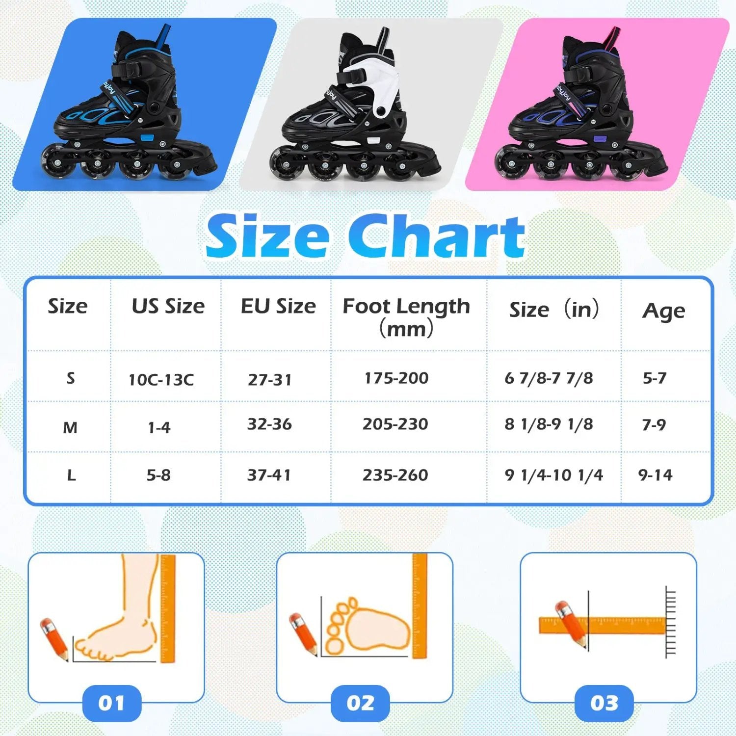 4 Sizes Adjustable Blade Roller with Light-up Wheels for Youth by DirectDeals