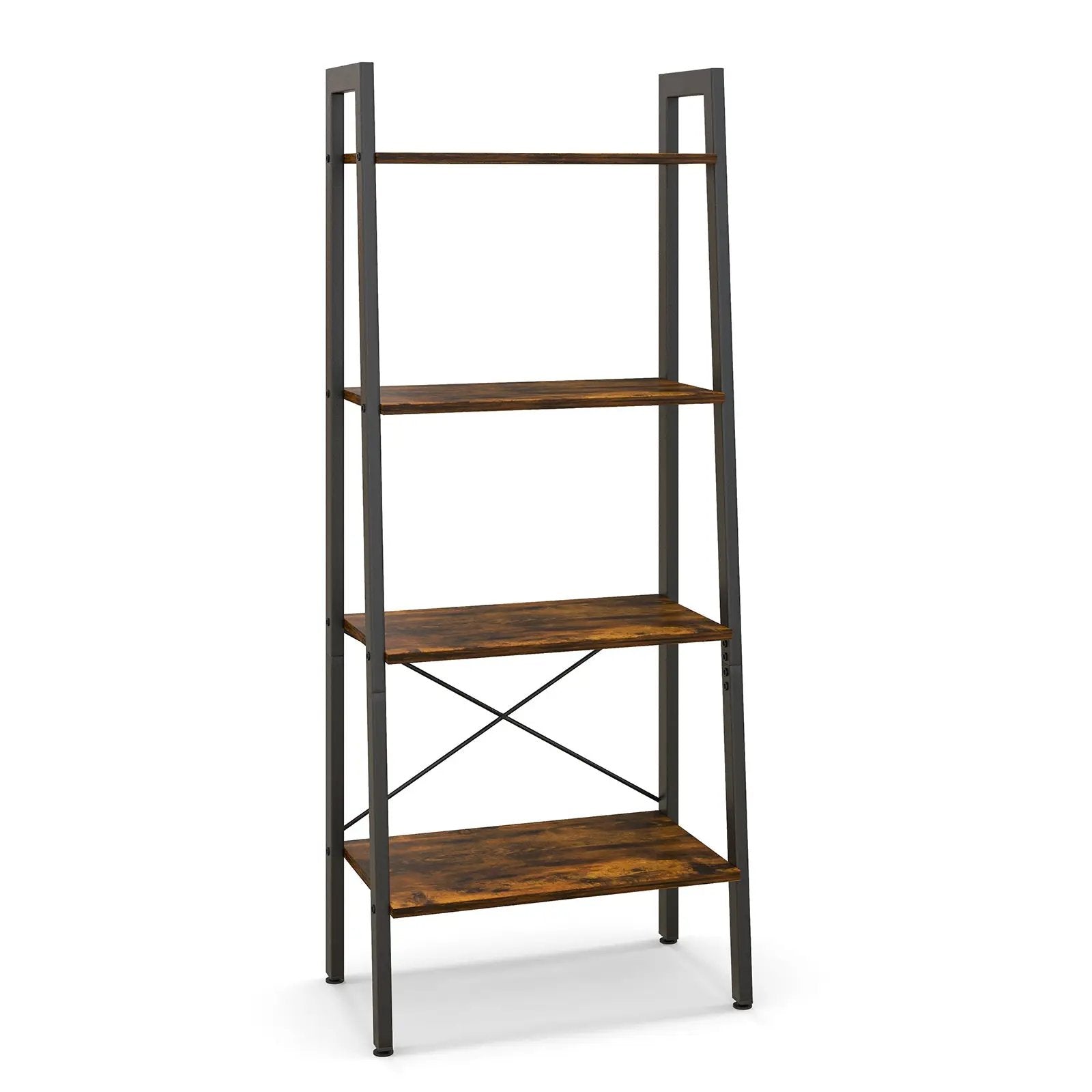 4-Tier Bookshelf with Metal Frame and Adjustable Foot Pads by DirectDeals
